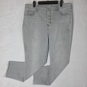 Style & co. Skinny Leg Jeans Size Women's 16 Button Fly Cropped Gray Rough Hem